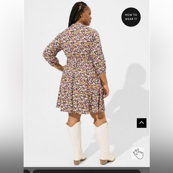 TORRID SIZE 1 1X 14-16 NWT MINI STRETCH CHALLIS FRONT KEYHOLE DRESS - Picture 2 of 5